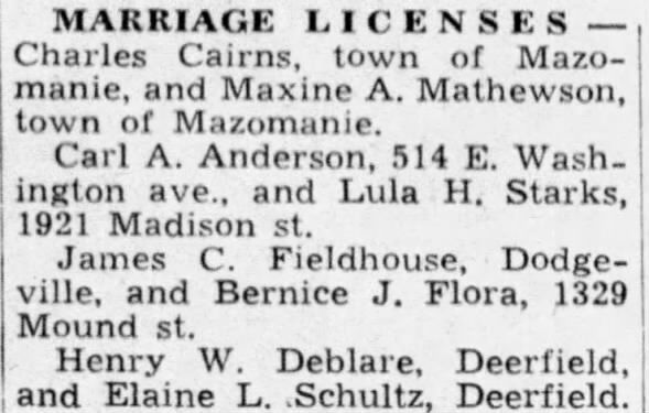 Marriage of Deblare / Schultz